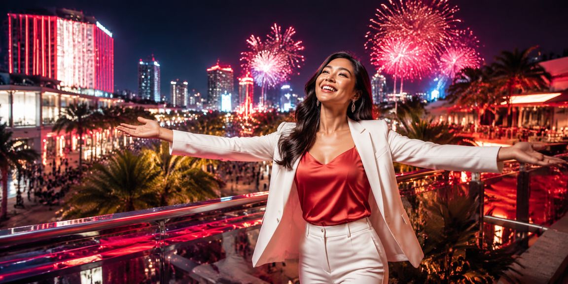 Suasana taruhan malam penuh cahaya neon di platform superbonus88 yang modern