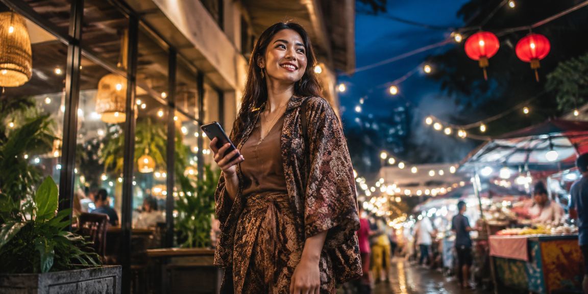 Pengguna Indonesia melakukan transaksi pembayaran mobile casino sambil menikmati kopi